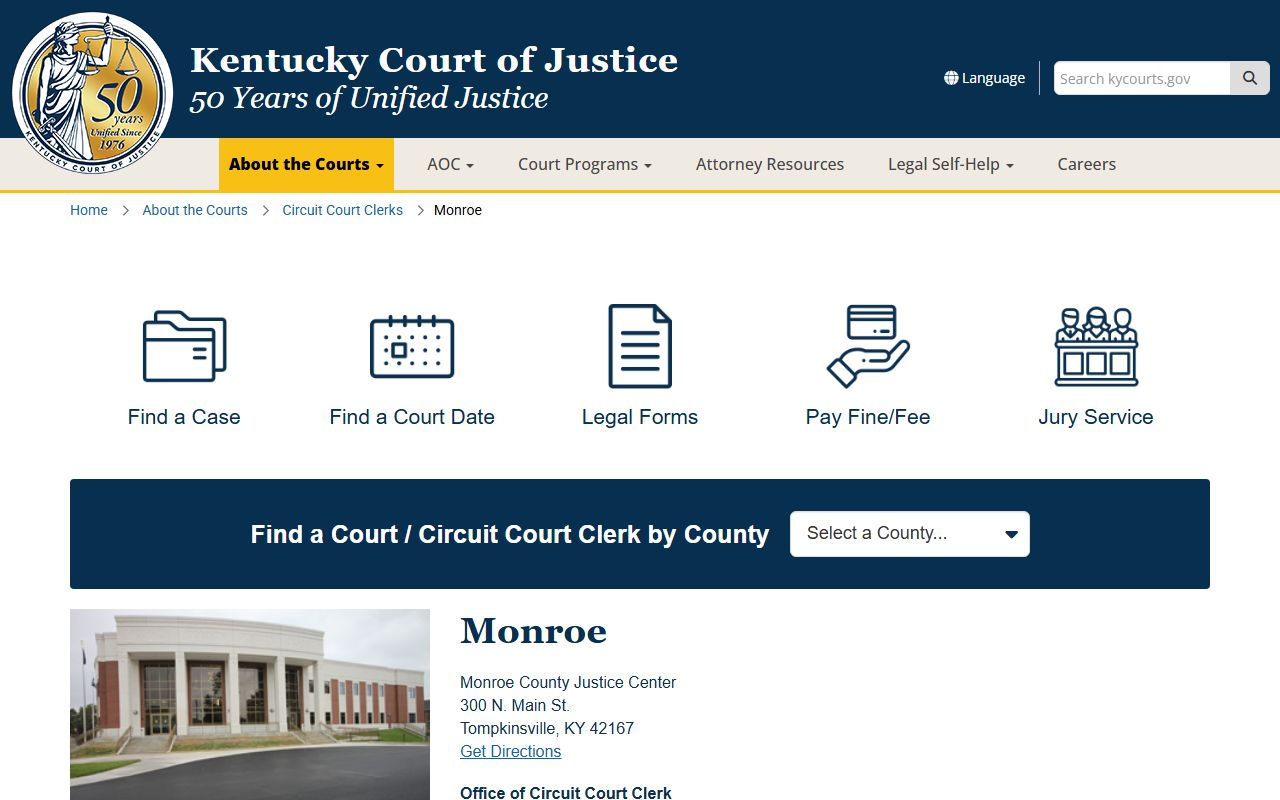 Monroe County court records after jail arrest Justice Center information